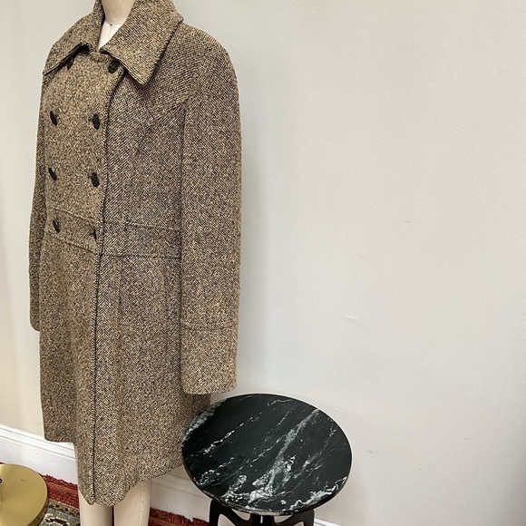90s Guess tweed tan and brown double breasted coat - Picture 5 of 13